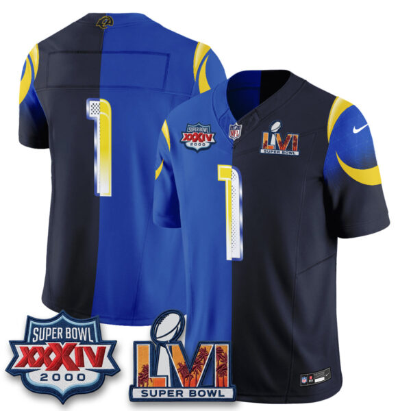 Los Angeles Rams Team Rivalries Split Vapor Jersey - All Stitched - Rivalries Royal