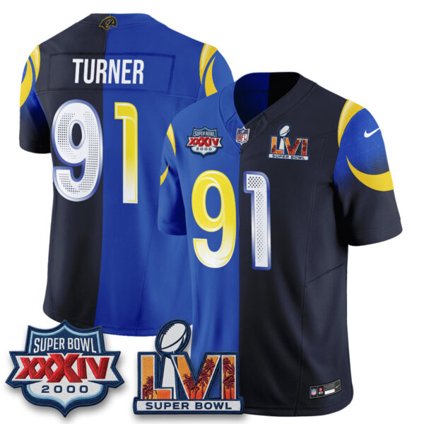 Los Angeles Rams Kobie Turner Rivalries Split Vapor Jersey - All Stitched - Rivalries Royal