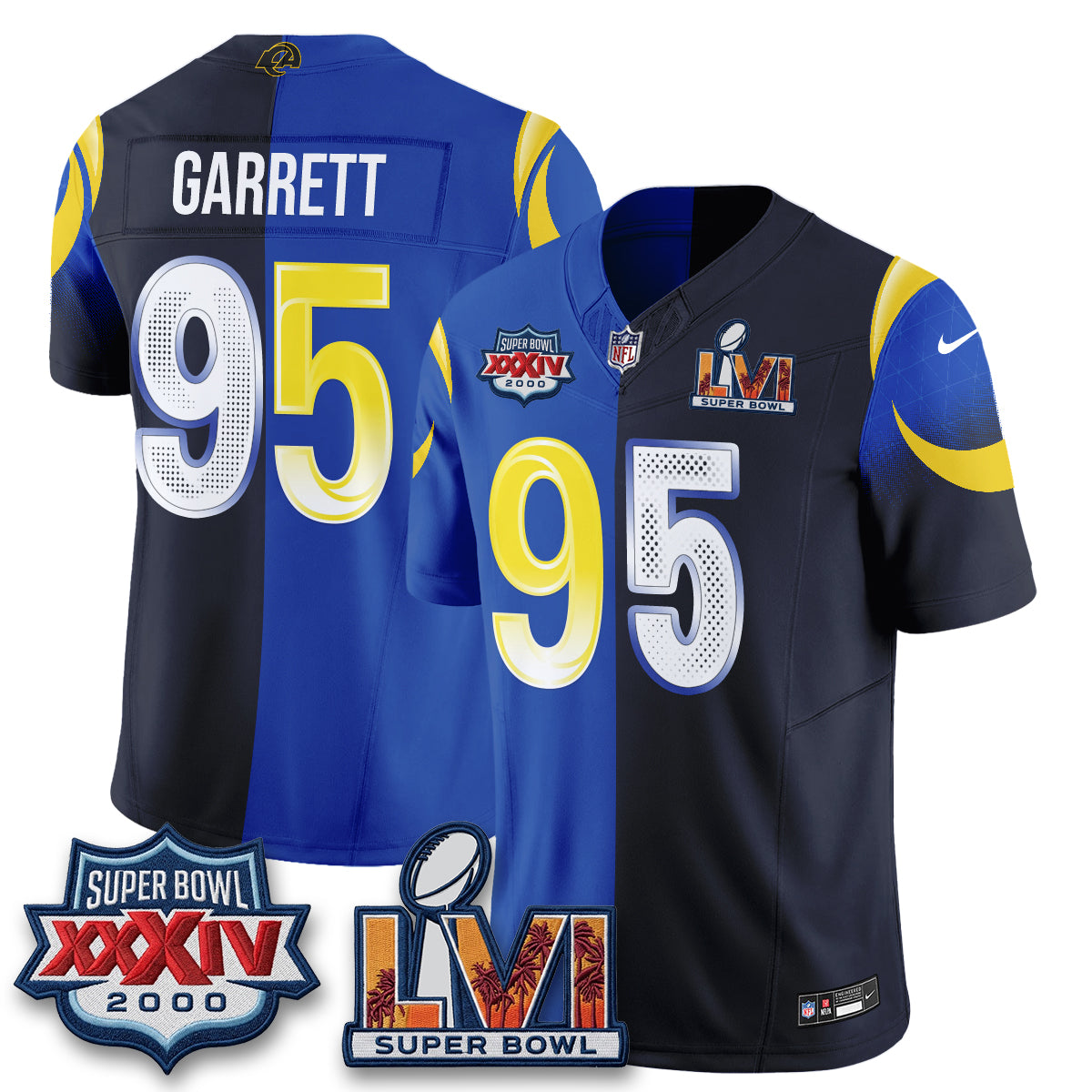 Los Angeles Rams Myles Garrett Rivalries Split Vapor Jersey - All Stitched - Rivalries Royal