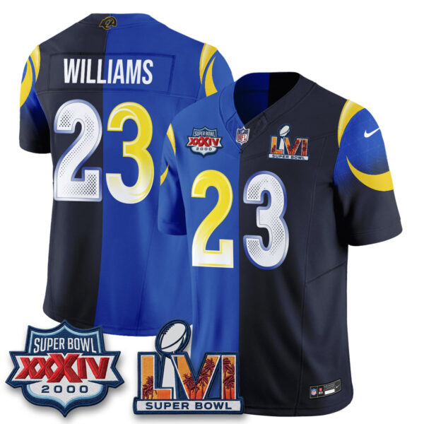 Los Angeles Rams Kyren Williams Rivalries Split Vapor Jersey - All Stitched - Rivalries Royal