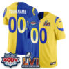 Los Angeles Rams Rivalries Split Vapor Custom Jersey - All Stitched - Yellow Royal