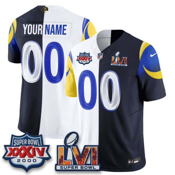 Los Angeles Rams Rivalries Split Vapor Custom Jersey - All Stitched - Rivalries White