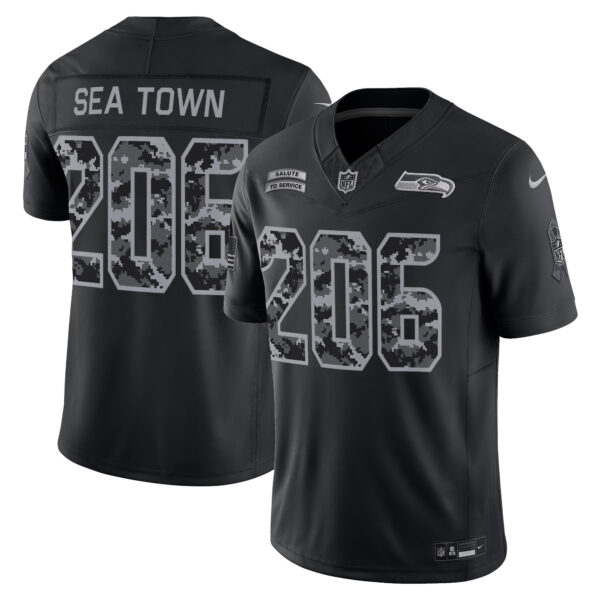 Seattle Seahawks Sea Town 206 2026 Salute to Service Vapor Limited Jersey - All Stitched