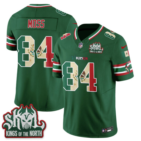Minnesota Vikings Randy Moss Mexico Edition Vapor Jersey - All Stitched - Green