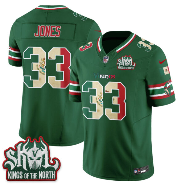 Minnesota Vikings Aaron Jones Mexico Edition Vapor Jersey - All Stitched - Green