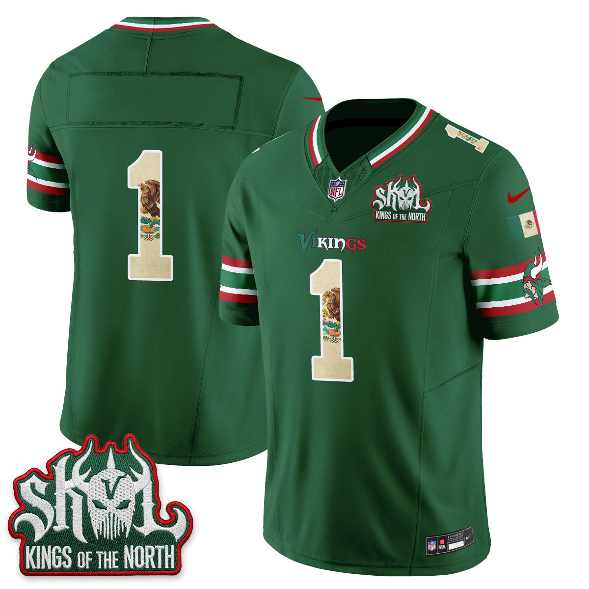 Minnesota Vikings Team Mexico Edition Vapor Jersey - All Stitched - Green