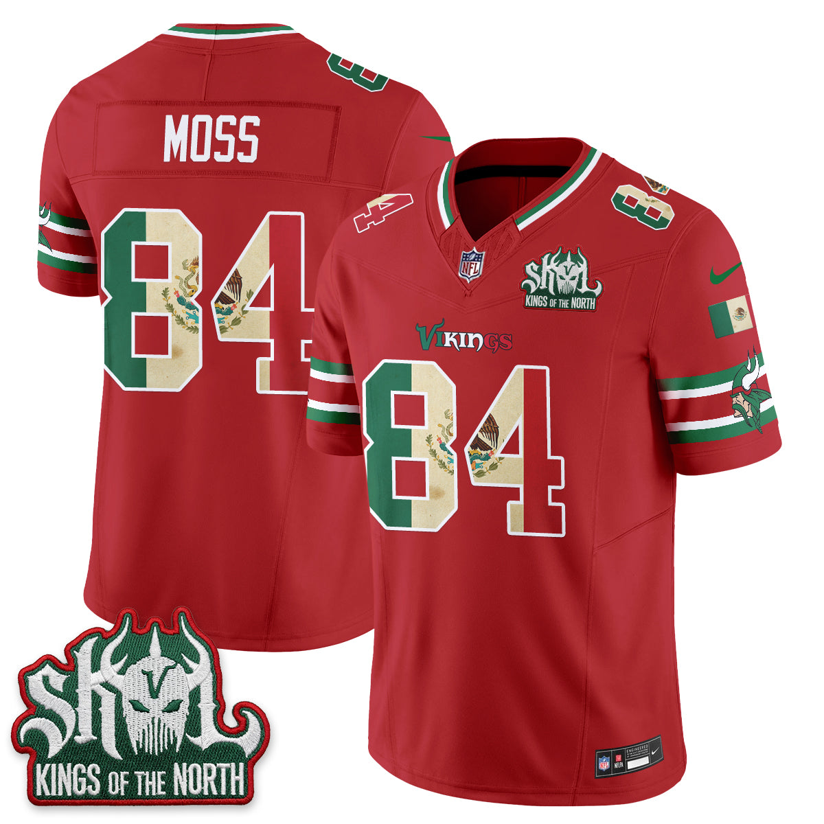 Minnesota Vikings Randy Moss Mexico Edition Vapor Jersey - All Stitched - Red