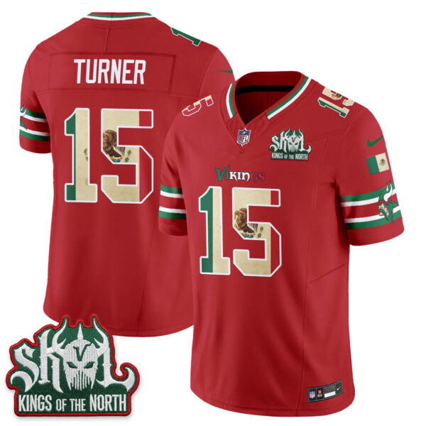 Minnesota Vikings Dallas Turner Mexico Edition Vapor Jersey - All Stitched - Red
