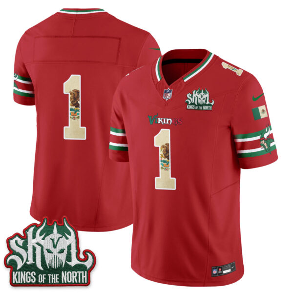 Minnesota Vikings Team Mexico Edition Vapor Jersey - All Stitched - Red