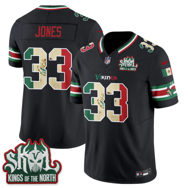 Minnesota Vikings Aaron Jones Mexico Edition Vapor Jersey - All Stitched - Black