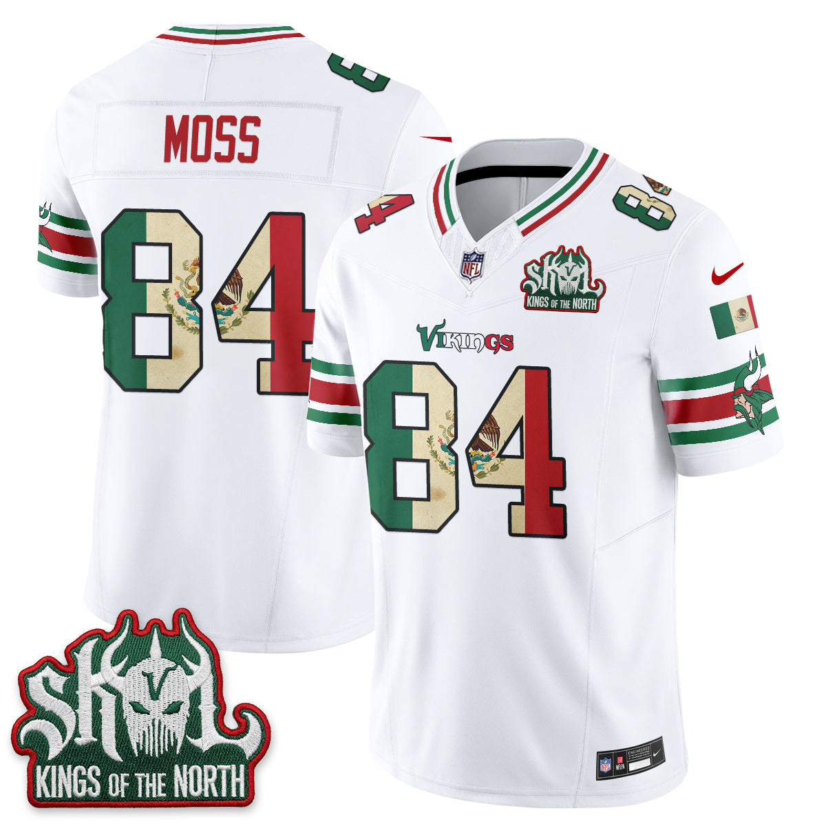 Minnesota Vikings Randy Moss Mexico Edition Vapor Jersey - All Stitched - White