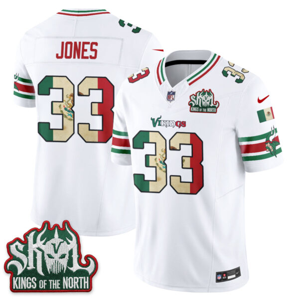 Minnesota Vikings Aaron Jones Mexico Edition Vapor Jersey - All Stitched - White