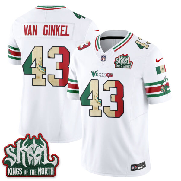Minnesota Vikings Andrew Van Ginkel Mexico Edition Vapor Jersey - All Stitched - White