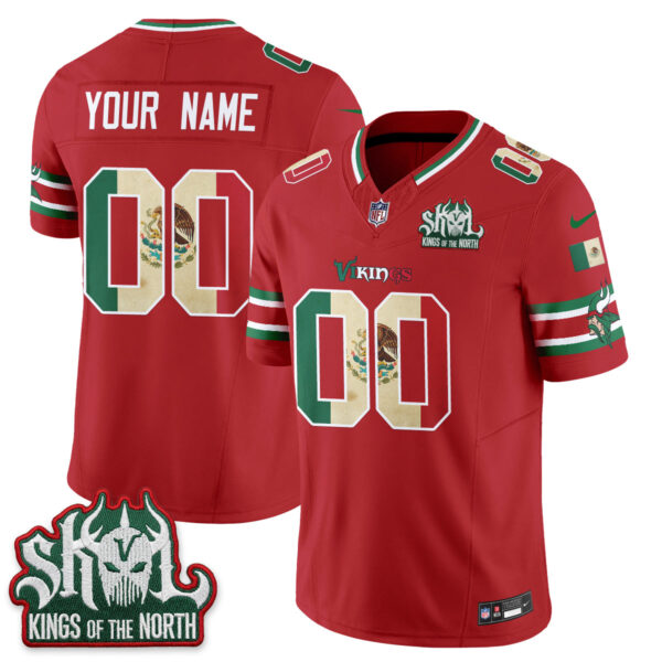 Minnesota Vikings Mexico Edition Vapor Custom Jersey - All Stitched - Red