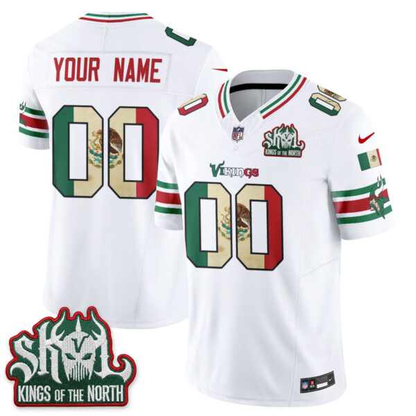 Minnesota Vikings Mexico Edition Vapor Custom Jersey - All Stitched - White
