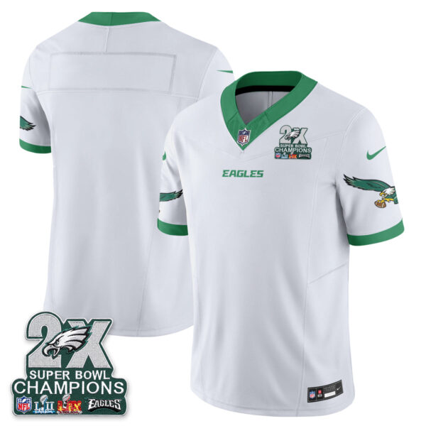 Philadelphia Eagles Team 2X Champions Patch Vapor Jersey - All Stitched - White