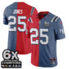 New England Patriots Marcus Jones Rivalries Split Edition Vapor Jersey - All Stitched - Blue Red
