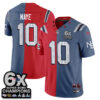 New England Patriots Drake Maye Rivalries Split Edition Vapor Jersey - All Stitched - Blue Red