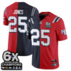 New England Patriots Marcus Jones Rivalries Split Edition Vapor Jersey - All Stitched - Navy Red