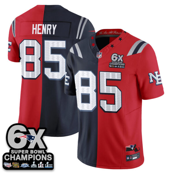 New England Patriots Hunter Henry Rivalries Split Edition Vapor Jersey - All Stitched - Navy Red
