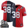 New England Patriots Rhamondre Stevenson Rivalries Split Edition Vapor Jersey - All Stitched - Navy Red