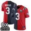 New England Patriots Demario Douglas Rivalries Split Edition Vapor Jersey - All Stitched - Navy Red
