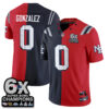 New England Patriots Christian Gonzalez Rivalries Split Edition Vapor Jersey - All Stitched - Navy Red