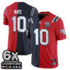 New England Patriots Drake Maye Rivalries Split Edition Vapor Jersey - All Stitched - Navy Red