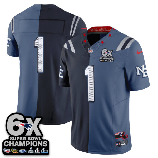 New England Patriots Team Rivalries Split Edition Vapor Jersey - All Stitched - Blue Navy