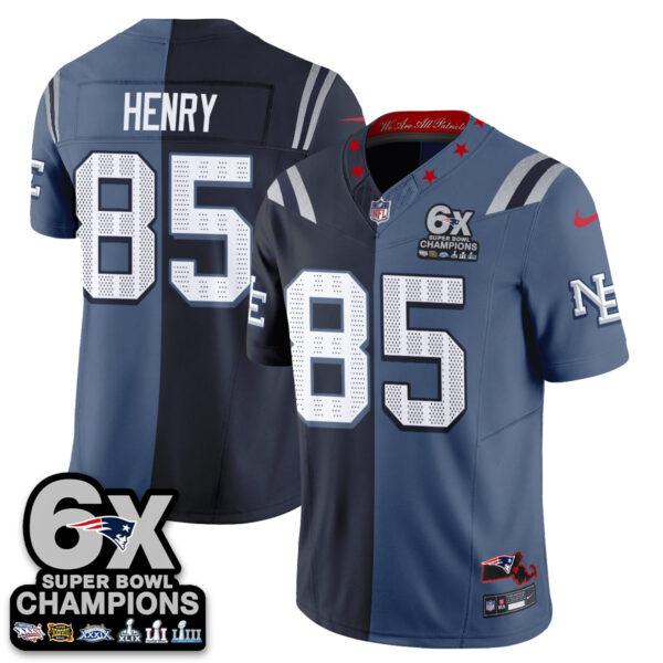New England Patriots Hunter Henry Rivalries Split Edition Vapor Jersey - All Stitched - Blue Navy