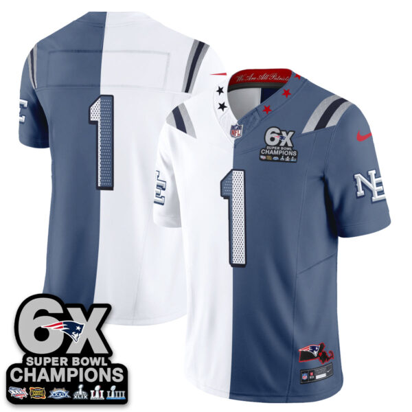 New England Patriots Team Rivalries Split Edition Vapor Jersey - All Stitched - Blue White