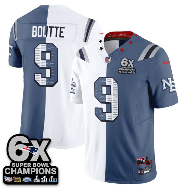 New England Patriots Kayshon Boutte Rivalries Split Edition Vapor Jersey - All Stitched - Blue White