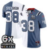 New England Patriots Rhamondre Stevenson Rivalries Split Edition Vapor Jersey - All Stitched - Blue White