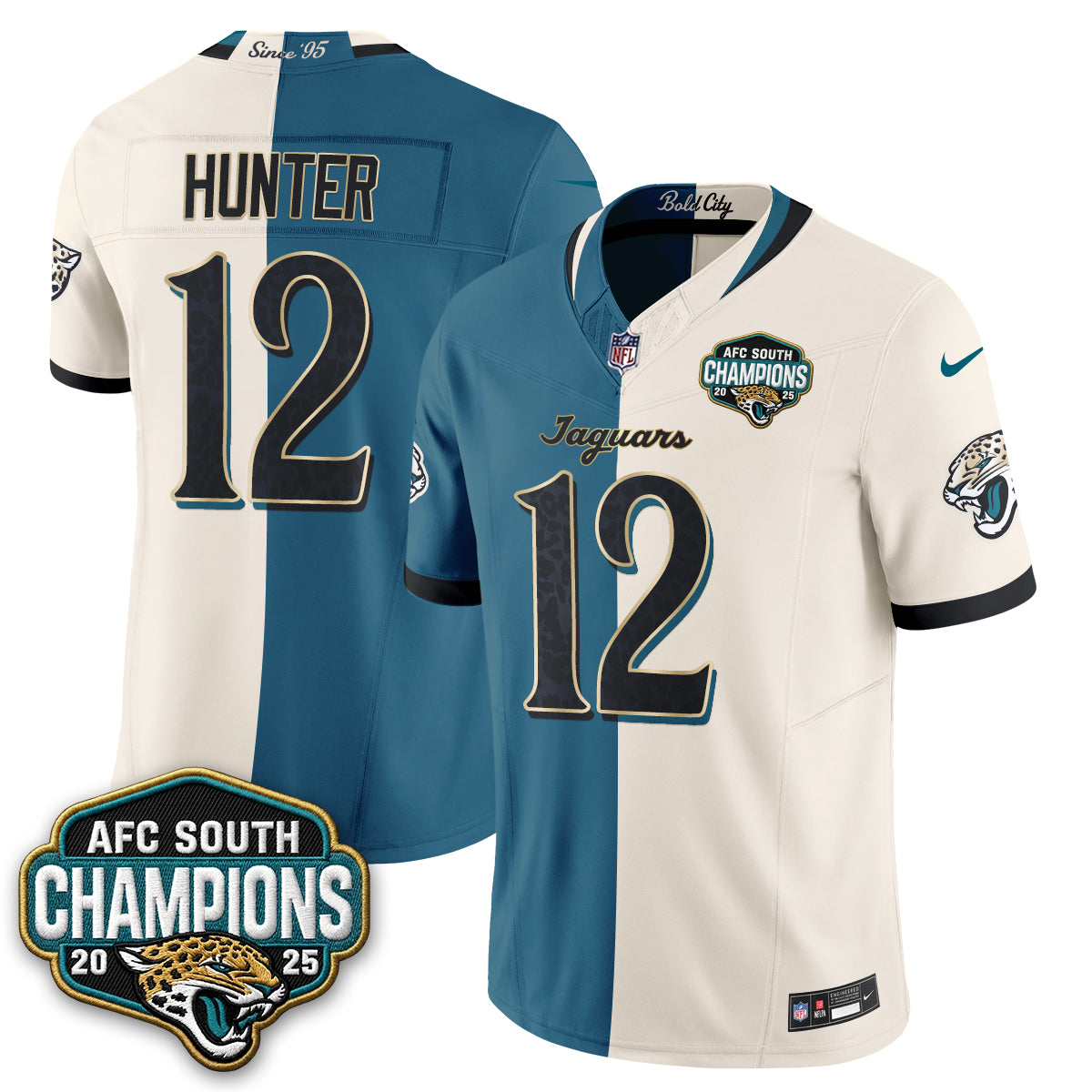 Jacksonville Jaguars Travis Hunter 2026 Rivalries Split Vapor Jersey - All Stitched - Rivalries Teal