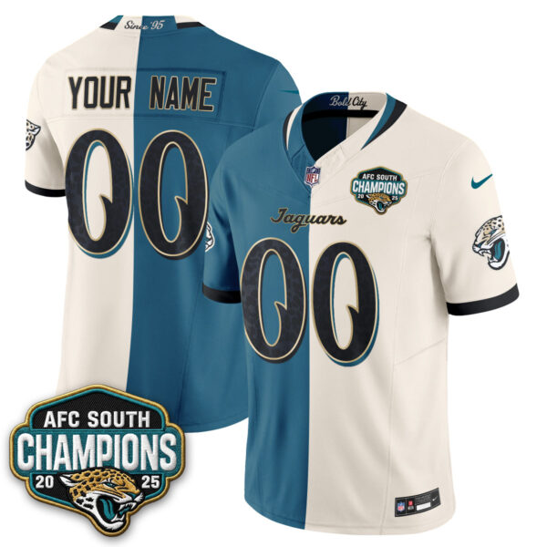 Jacksonville Jaguars 2026 Rivalries Split Vapor Custom Jersey - All Stitched - Rivalries Teal