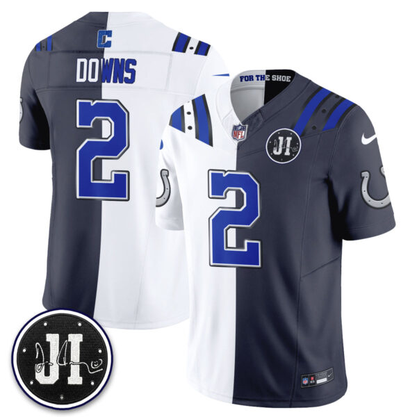 Indianapolis Colts Josh Downs 2026 Rivalries Split Vapor Jersey - All Stitched - White Anthracite