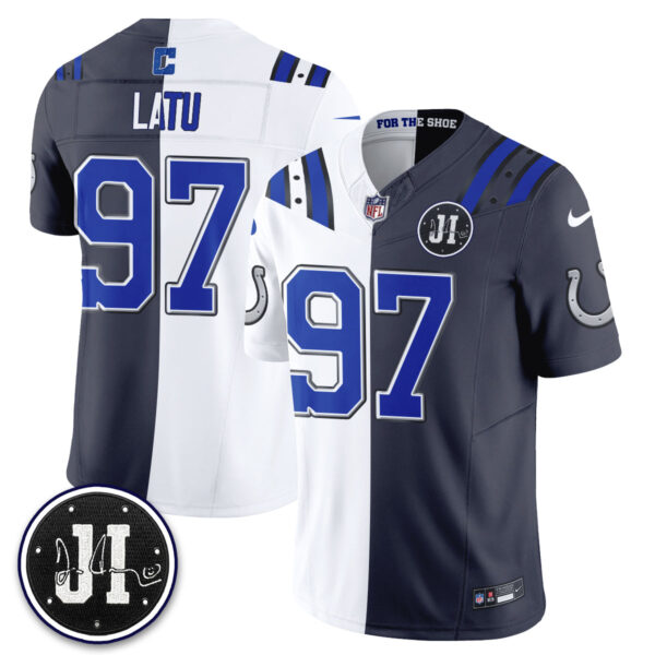 Indianapolis Colts Laiatu Latu 2026 Rivalries Split Vapor Jersey - All Stitched - White Anthracite