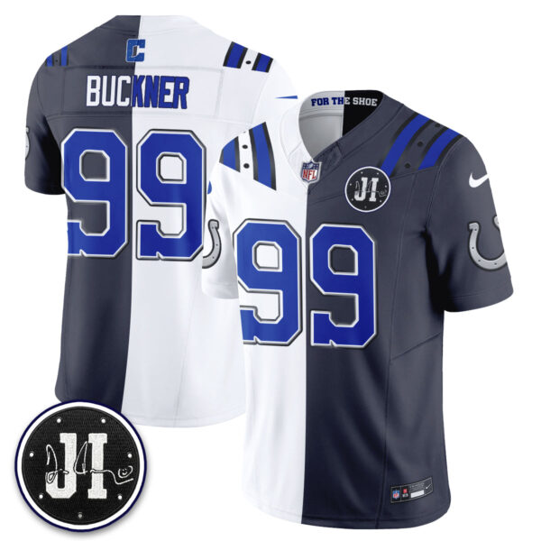 Indianapolis Colts DeForest Buckner 2026 Rivalries Split Vapor Jersey - All Stitched - White Anthracite