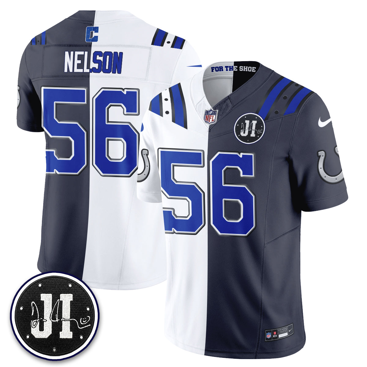 Indianapolis Colts Quenton Nelson 2026 Rivalries Split Vapor Jersey - All Stitched - White Anthracite