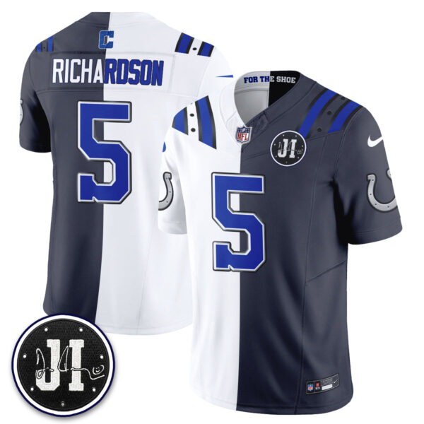 Indianapolis Colts Anthony Richardson 2026 Rivalries Split Vapor Jersey - All Stitched - White Anthracite