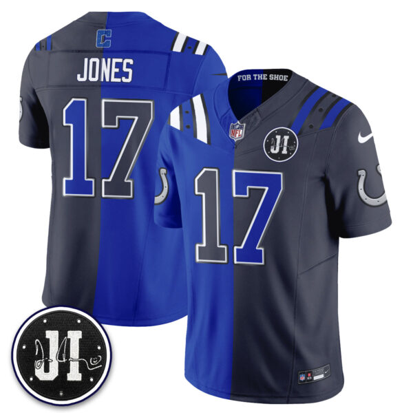 Indianapolis Colts Daniel Jones 2026 Rivalries Split Vapor Jersey - All Stitched - Royal Anthracite