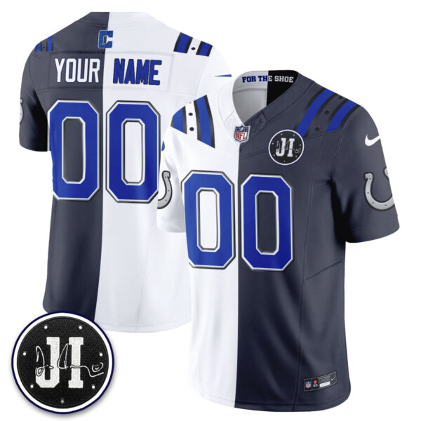 Indianapolis Colts 2026 Rivalries Split Vapor Custom Jersey - All Stitched - White Anthracite
