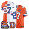 Denver Broncos J.K. Dobbins Throwback Split Edition Vapor Jersey - All Stitched - White Orange