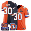 Denver Broncos Terrell Davis Throwback Split Edition Vapor Jersey - All Stitched - Navy Orange