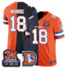 Denver Broncos Peyton Manning Throwback Split Edition Vapor Jersey - All Stitched - Navy Orange