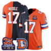 Denver Broncos Jaylen Waddle Throwback Split Edition Vapor Jersey - All Stitched - Navy Orange