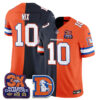 Denver Broncos Bo Nix Throwback Split Edition Vapor Jersey - All Stitched - Navy Orange