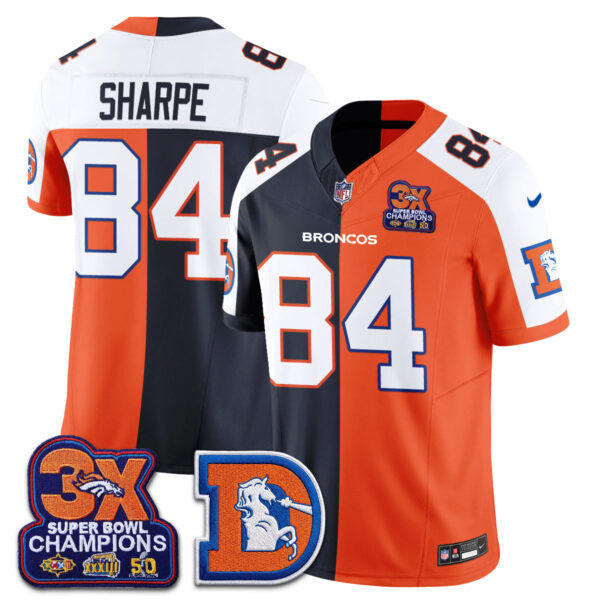 Denver Broncos Shannon Sharpe Throwback Split Edition Vapor Jersey - All Stitched - Alternate Split