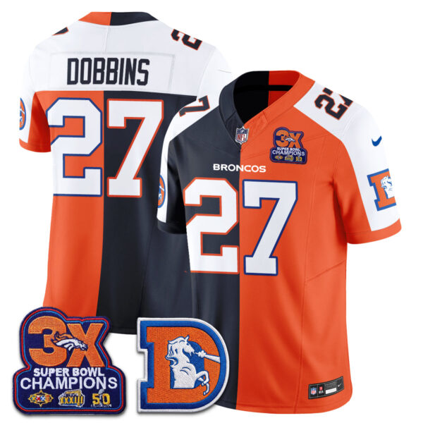 Denver Broncos J.K. Dobbins Throwback Split Edition Vapor Jersey - All Stitched - Alternate Split