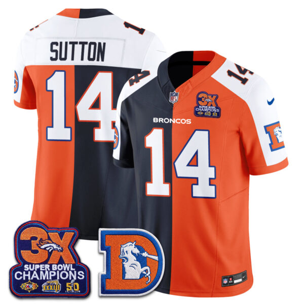 Denver Broncos Courtland Sutton Throwback Split Edition Vapor Jersey - All Stitched - Alternate Split